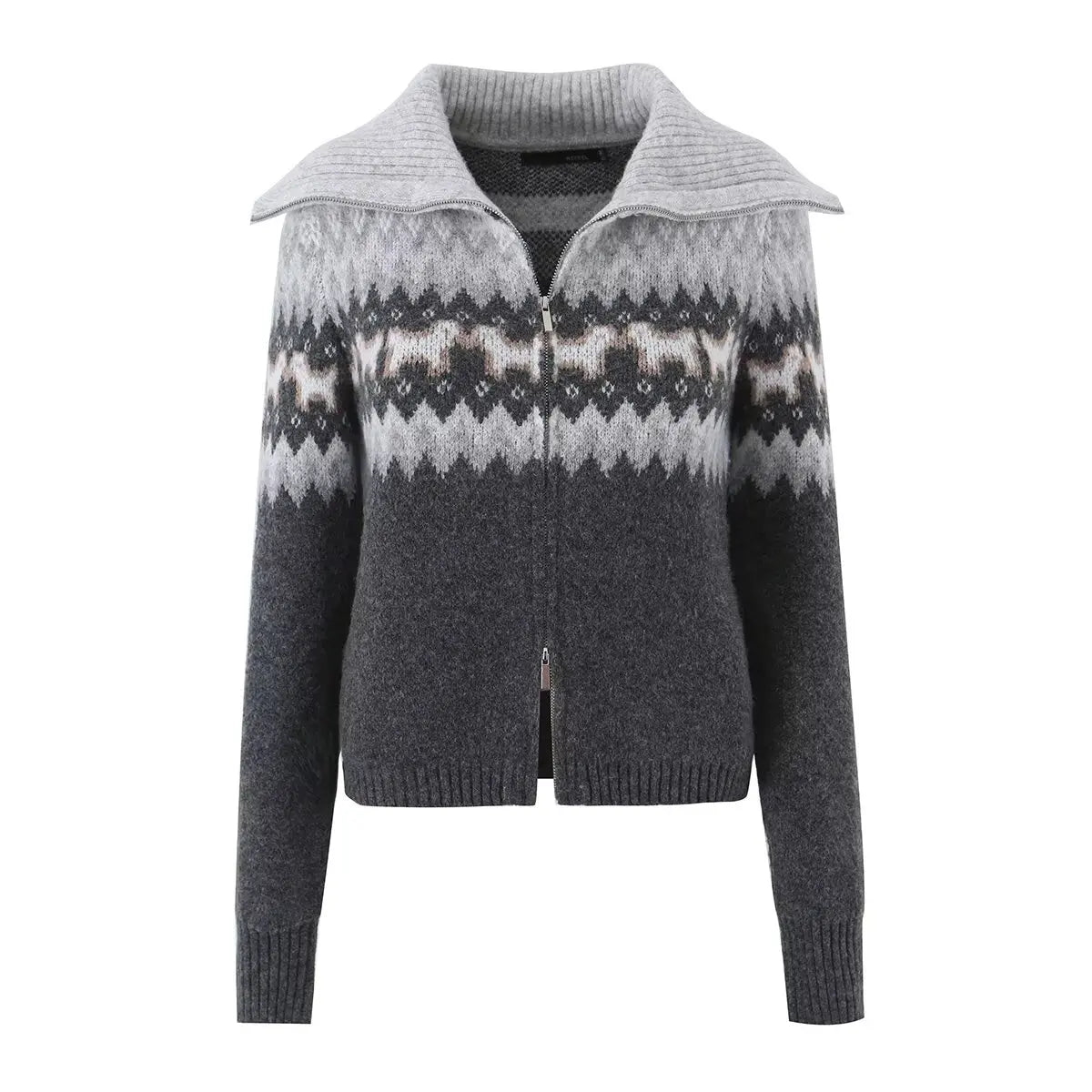 Aurora Nordic Fair Isle Zip-Up Cardigan