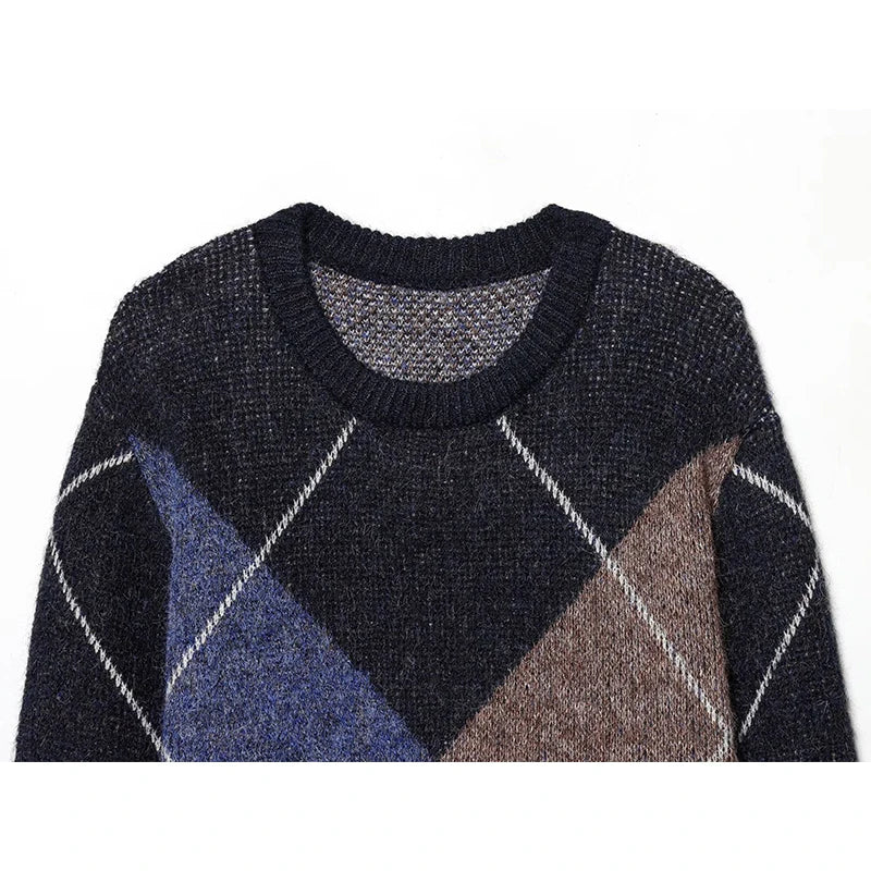 Alene Oversized Argyle Knit Sweater