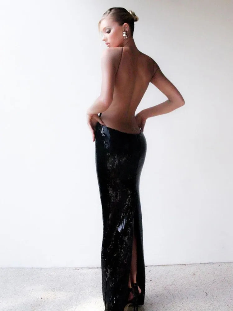 ANNA SEQUIN MAXI DRESS
