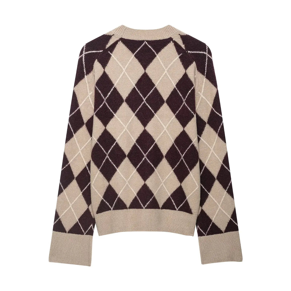 Maida Argyle Knit Crewneck Sweater