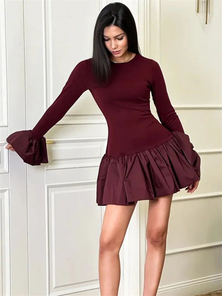 GOCI RUFFLED MINI DRESS