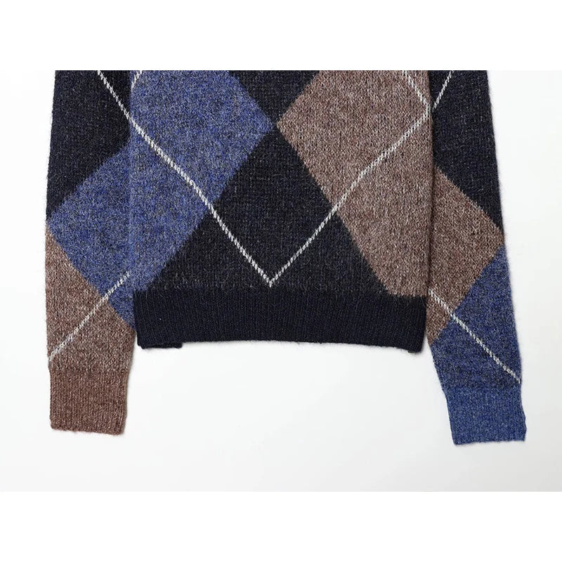 Alene Oversized Argyle Knit Sweater