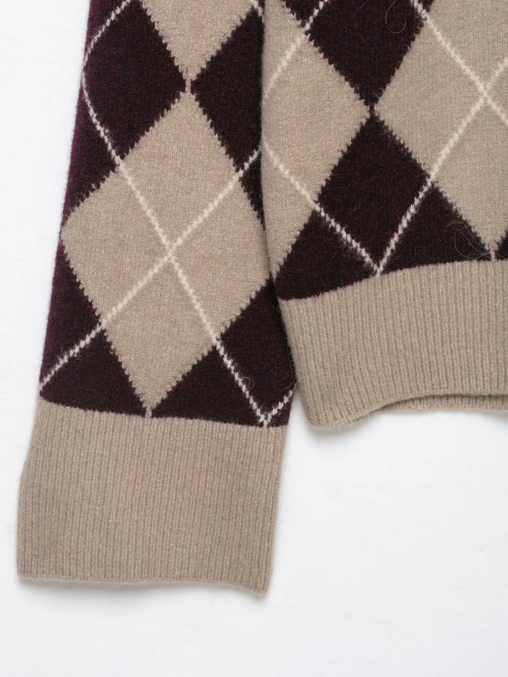 Maida Argyle Knit Crewneck Sweater