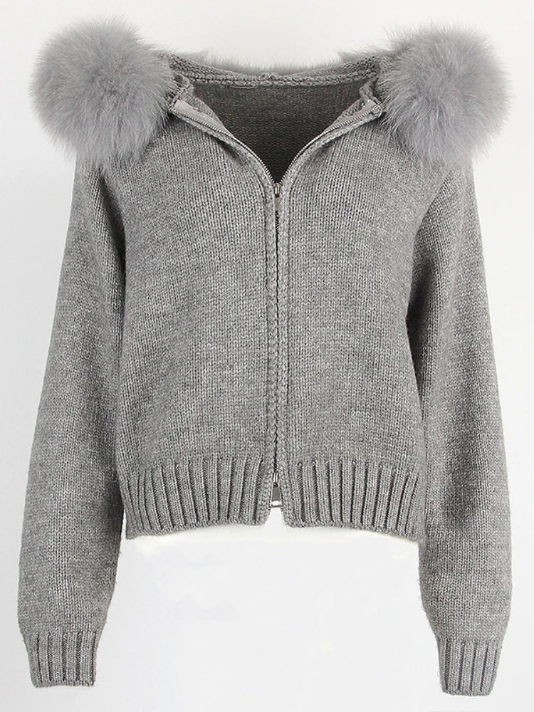 ANAES FOX FUR CARDIGAN JACKET