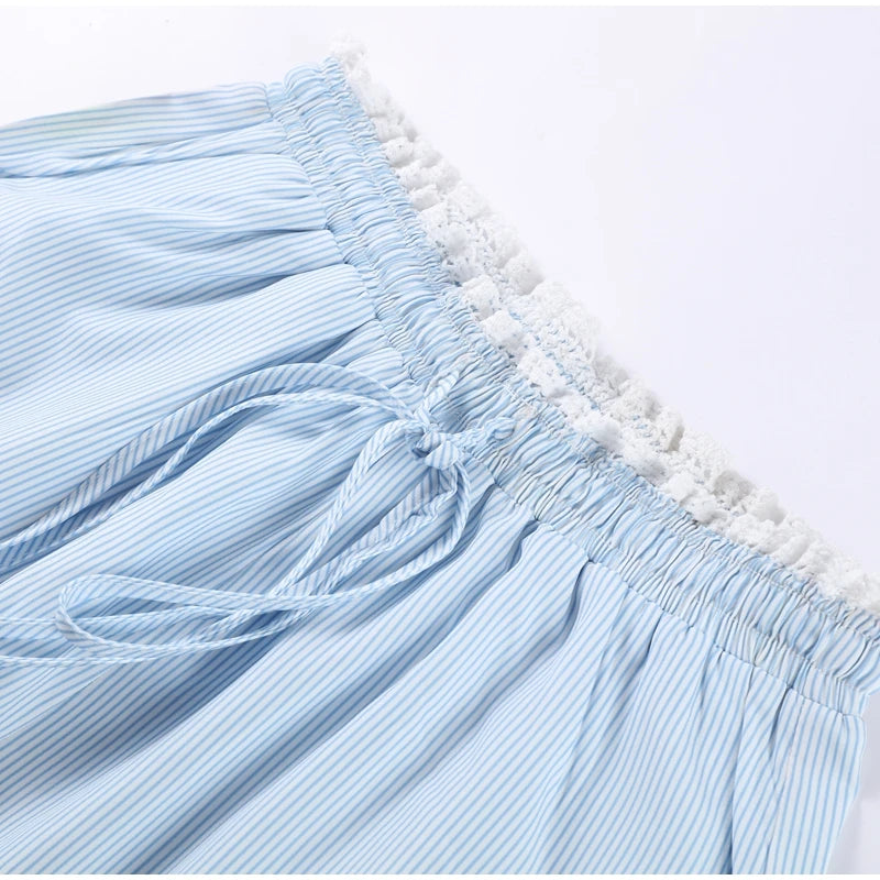 SOLENE STRIPED TWO PIECE SET BLUE