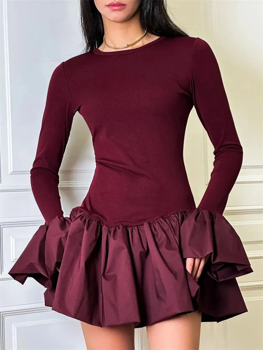 GOCI RUFFLED MINI DRESS