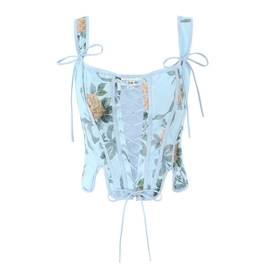 PENY FLORAL LACE UP TOP