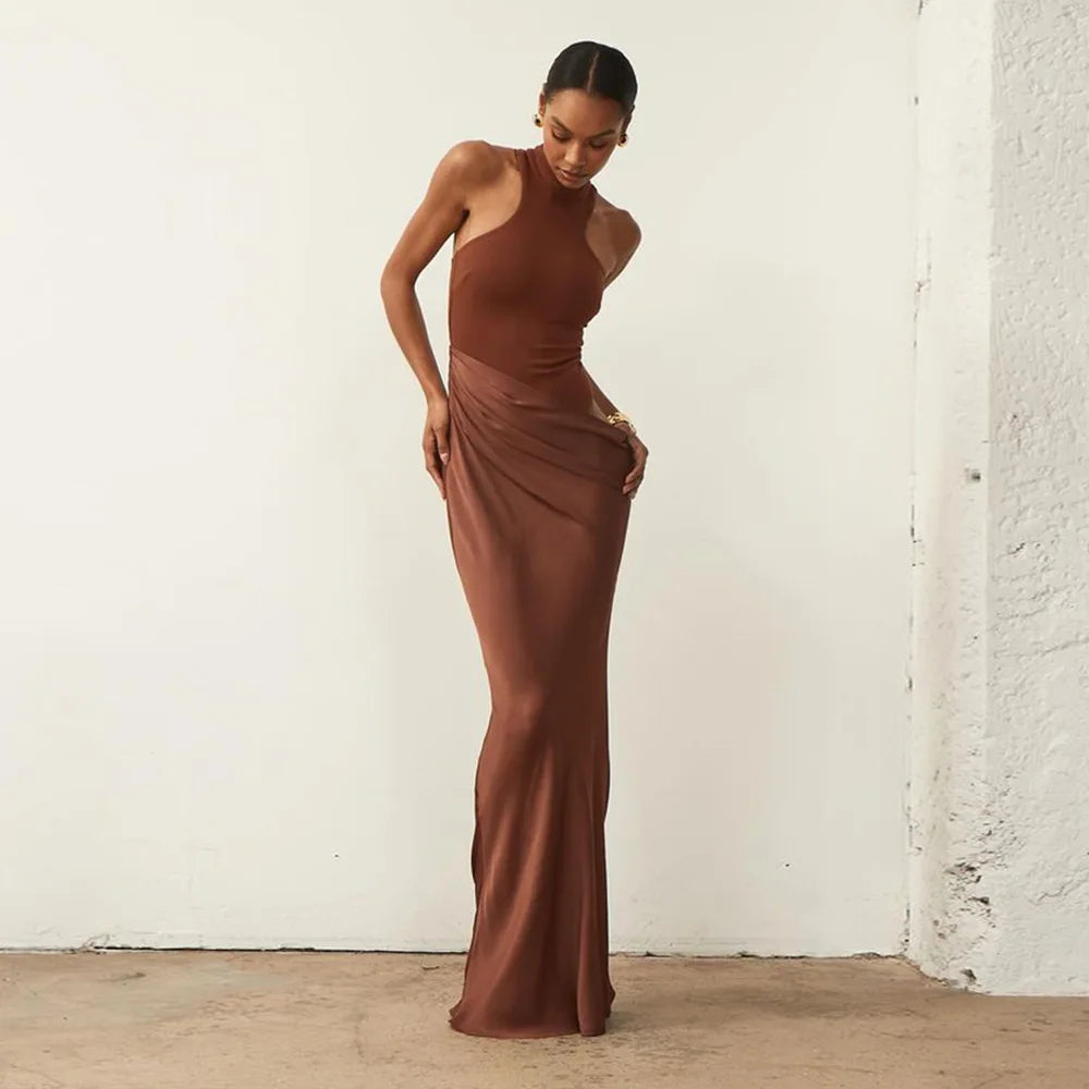 SOLENIE SATIN MAXI DRESS