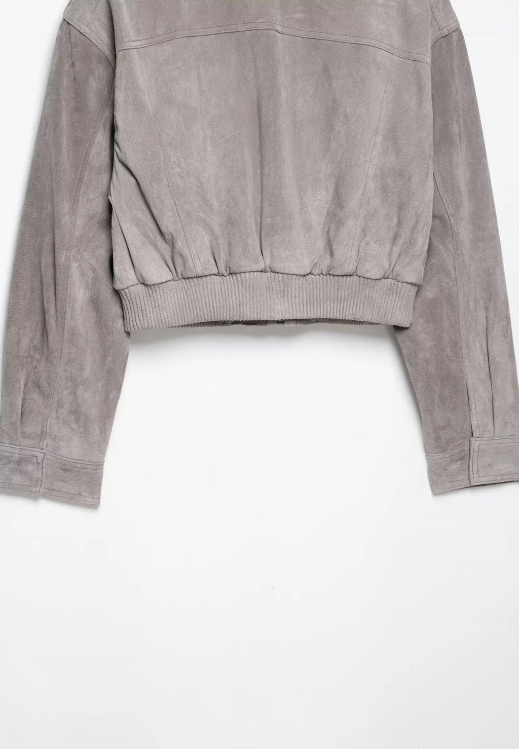 Hannah Cropped Suede Bomber Jacket