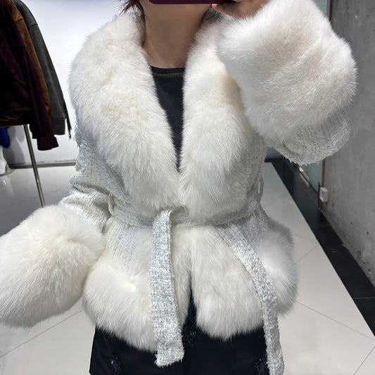 ANNA TWEED FOX FUR COAT