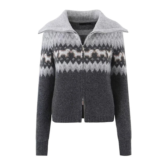 Aurora Nordic Fair Isle Zip-Up Cardigan