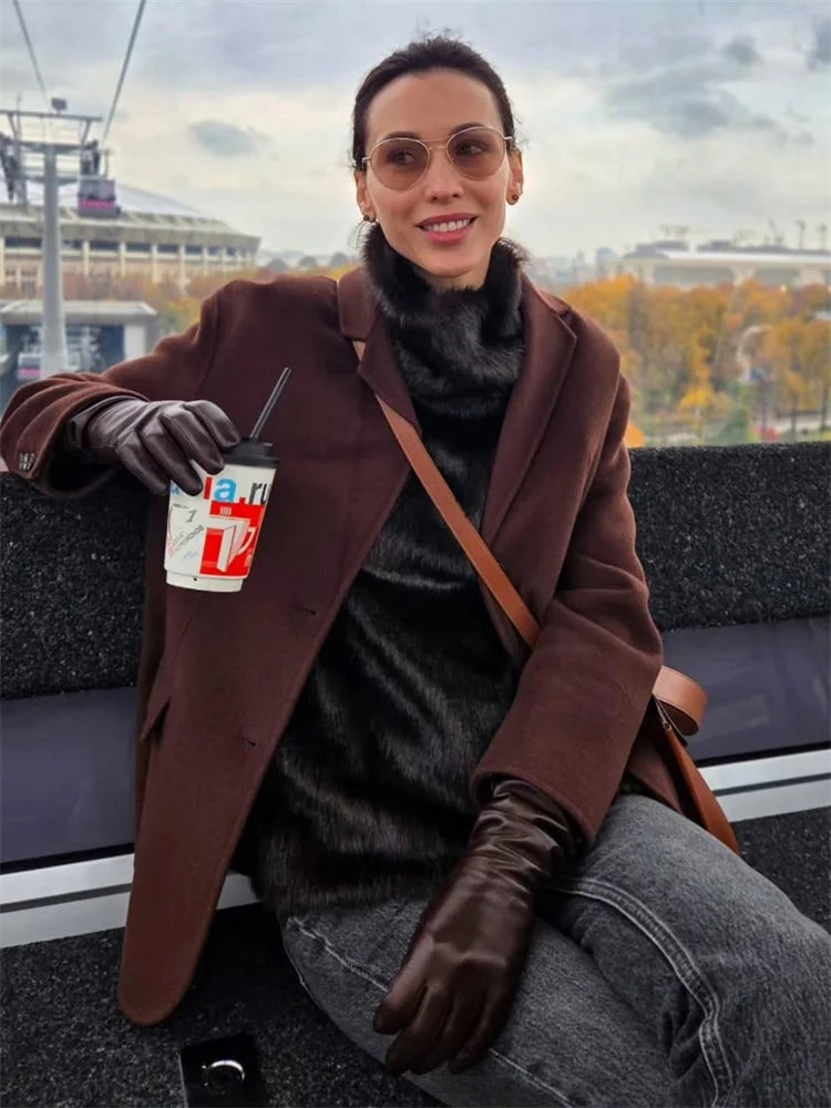 HARLI FAUX FUR TURTLENECK VEST