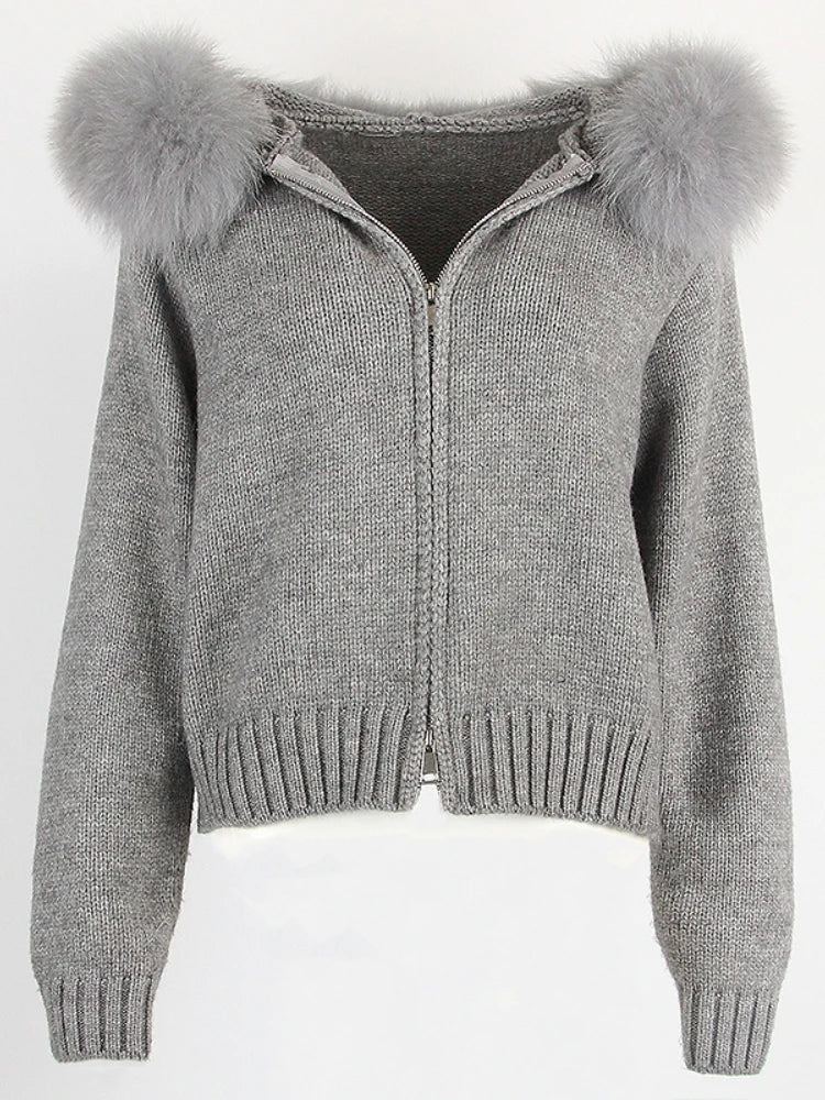 ANAES FOX FUR CARDIGAN JACKET