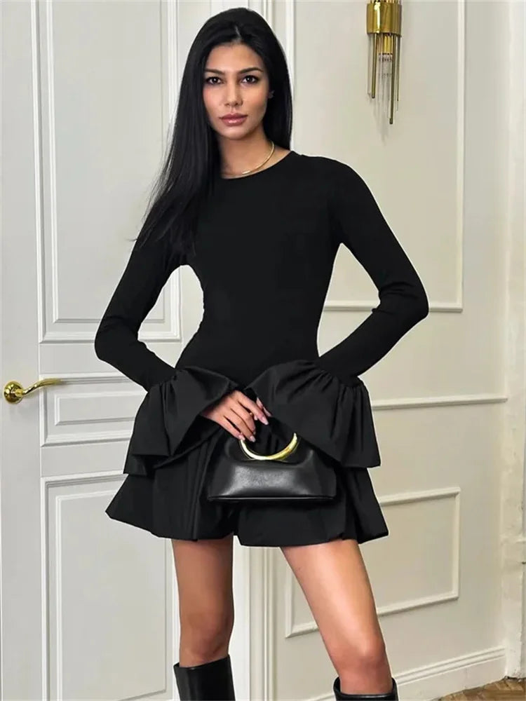 GOCI RUFFLED MINI DRESS