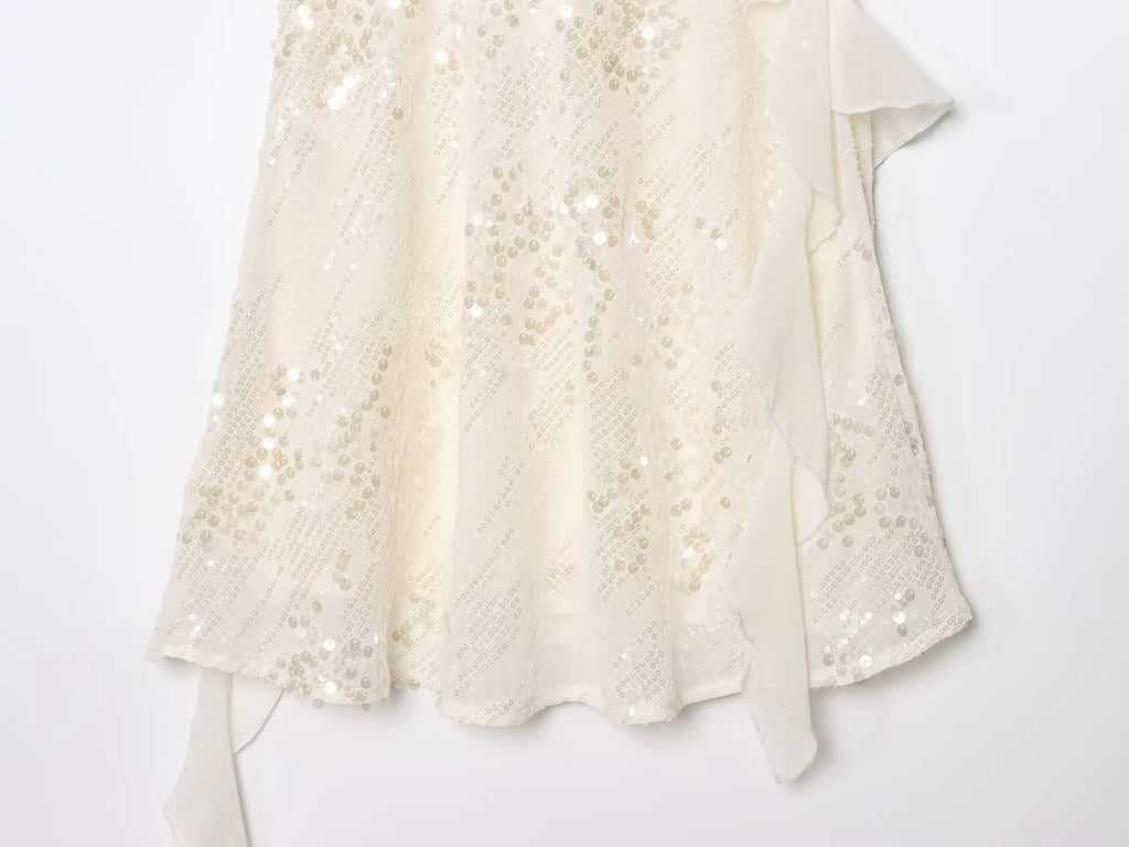 LELI SEQUIN RUFFLE MINI DRESS