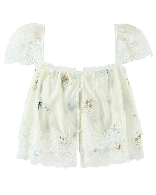 EMERY CO-ORD FLORAL LACE TOP