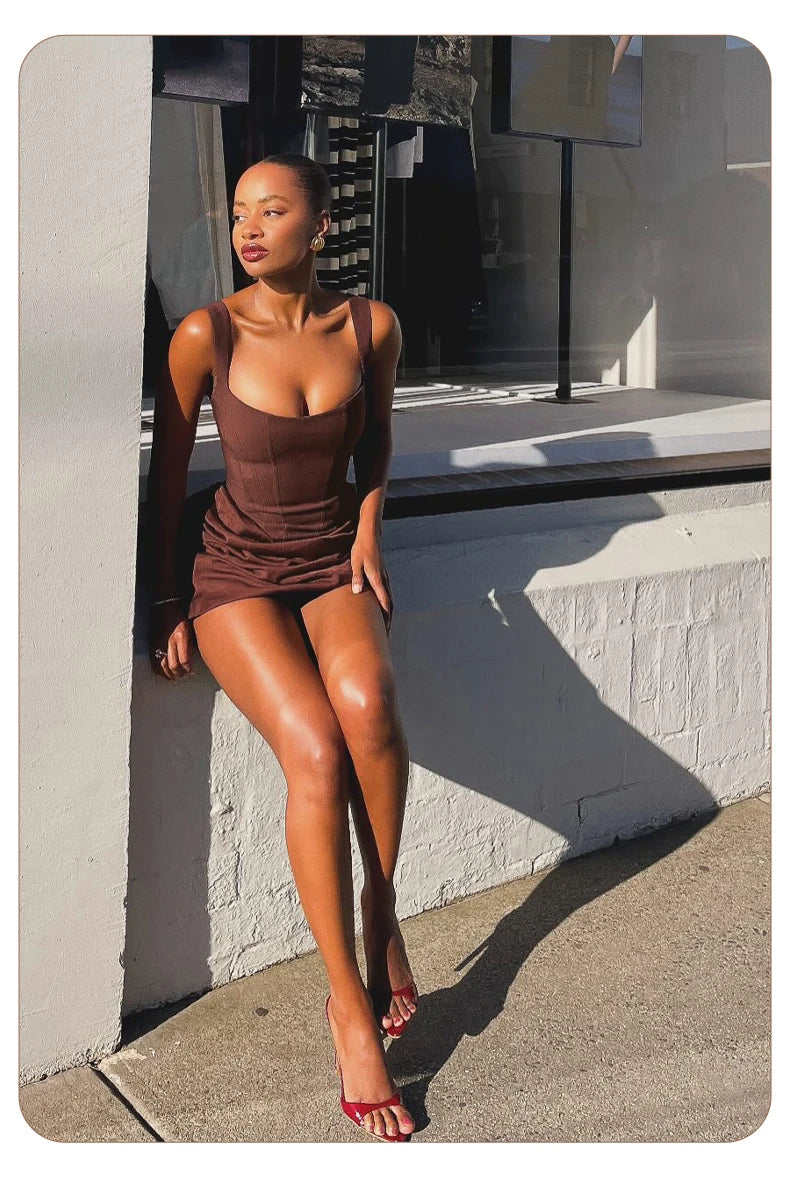 HADLEE CORSET RUCHED MINI DRESS