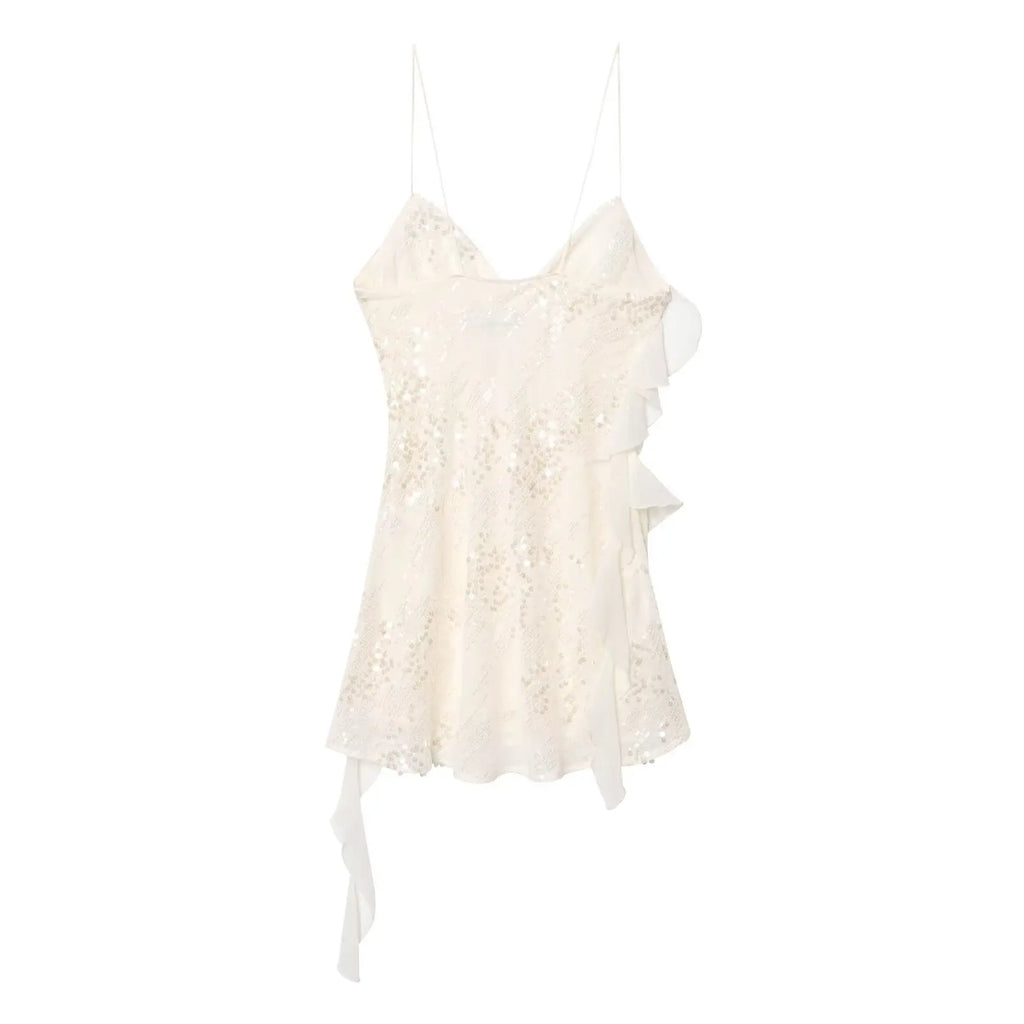 LELI SEQUIN RUFFLE MINI DRESS