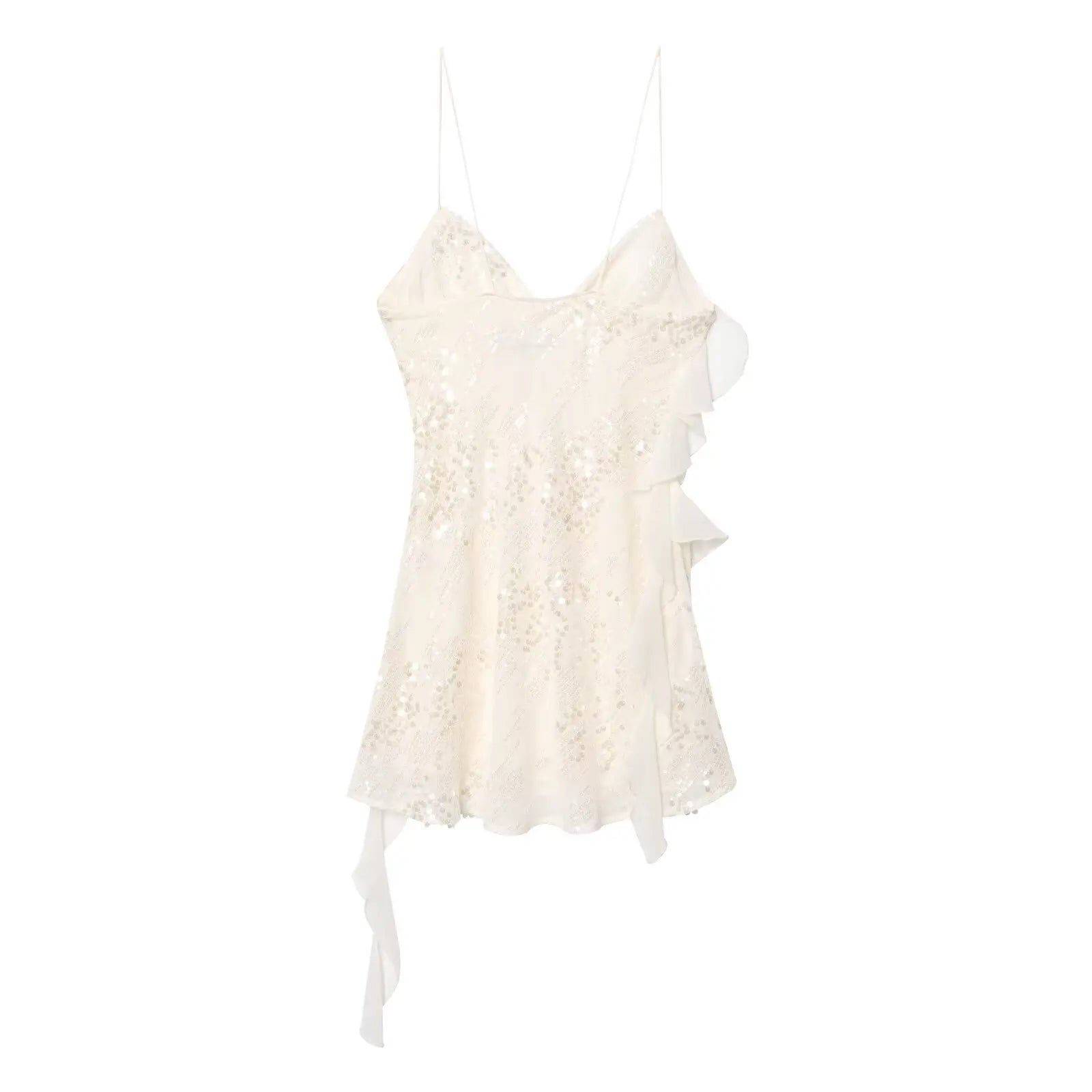 LELI SEQUIN RUFFLE MINI DRESS