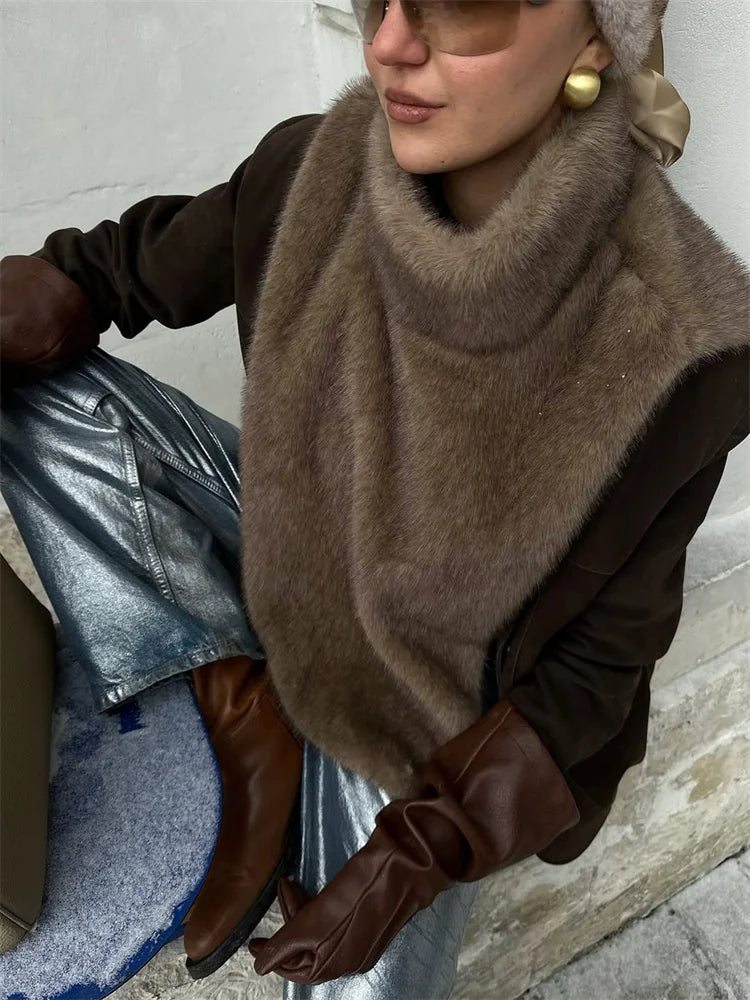 HARLI FAUX FUR TURTLENECK VEST