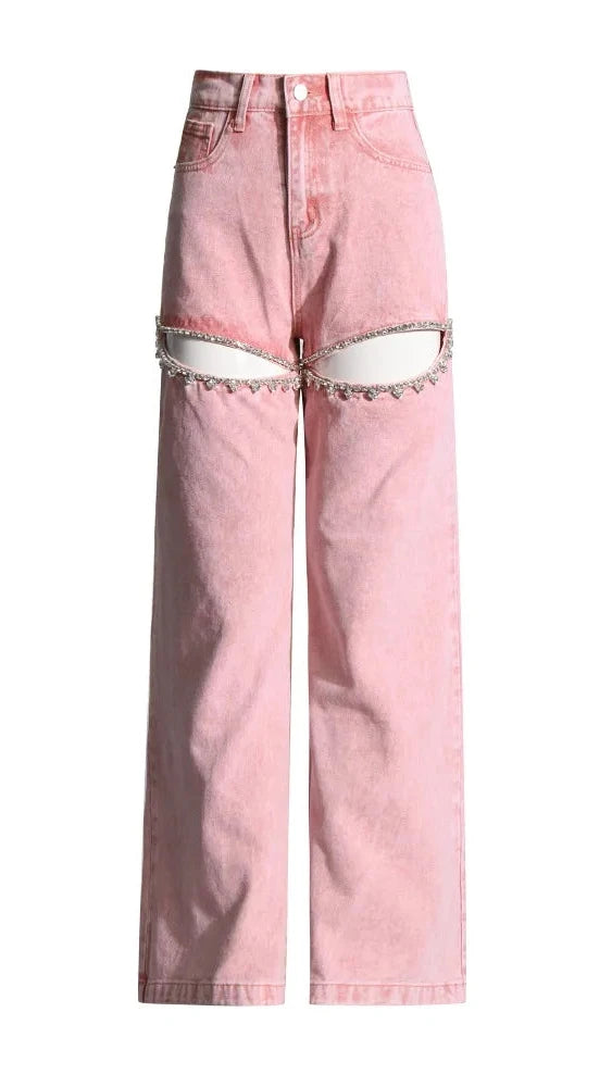 SINDI CUT OUT CRYSTAL JEANS