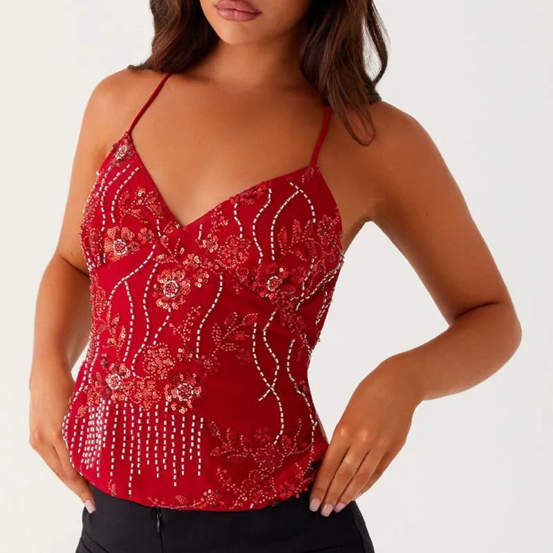 MELINDA SEQUIN CROP TOP