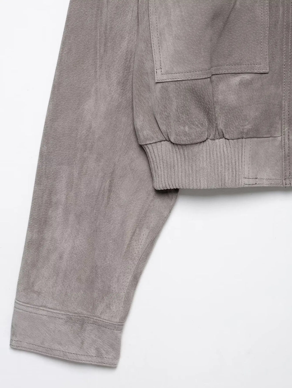 Hannah Cropped Suede Bomber Jacket