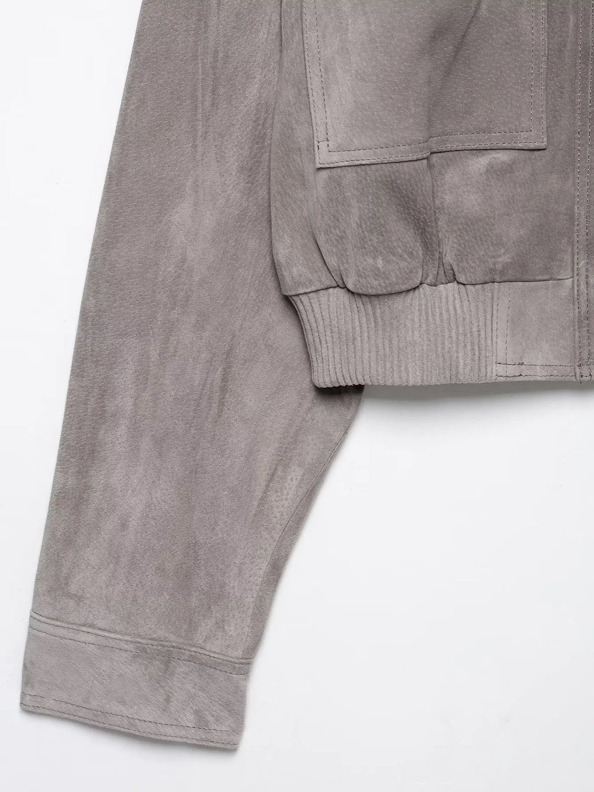 Hannah Cropped Suede Bomber Jacket