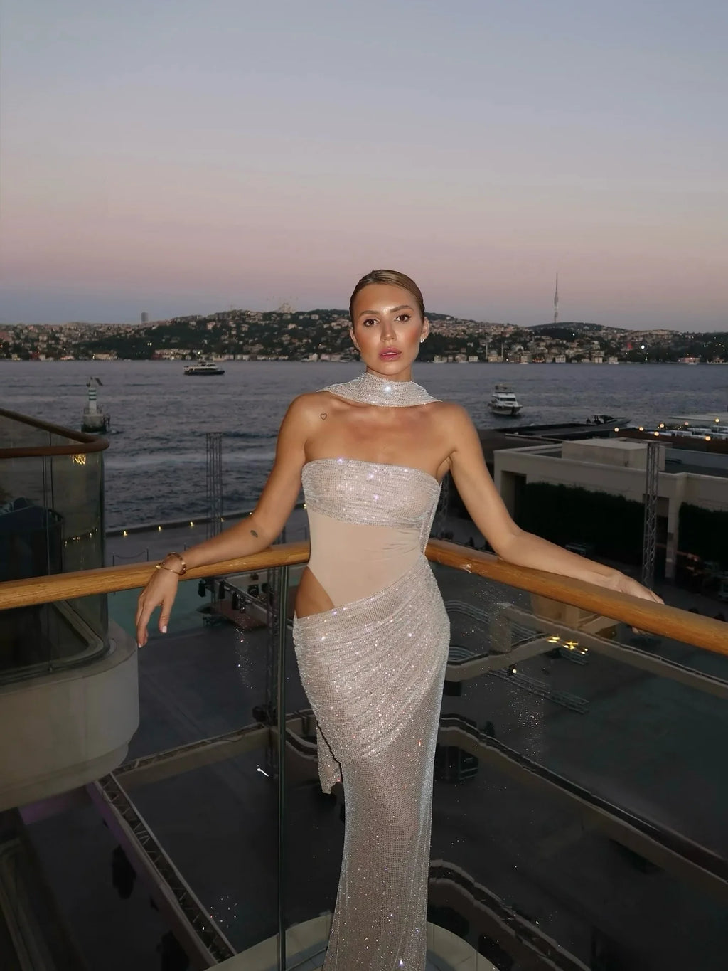 NADIA CRYSTAL MESH DRESS