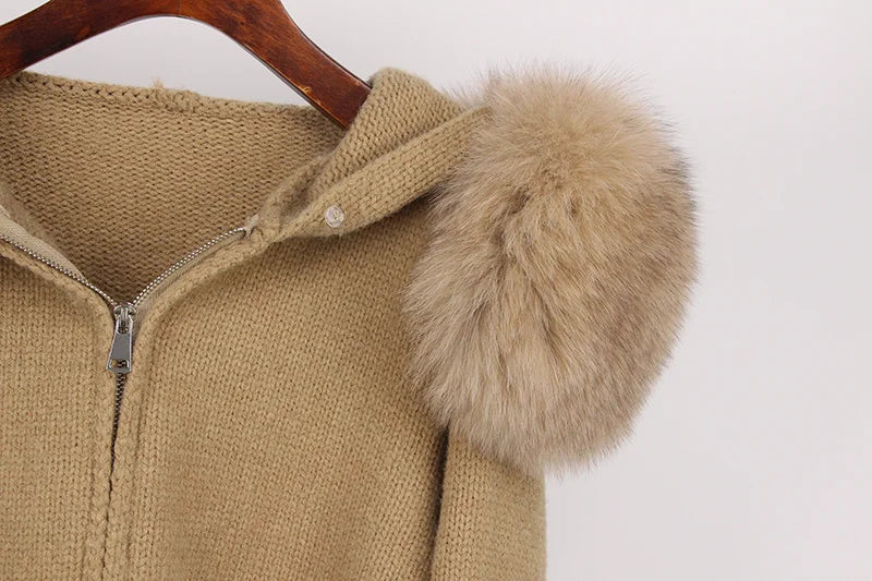 ANAES FOX FUR CARDIGAN JACKET