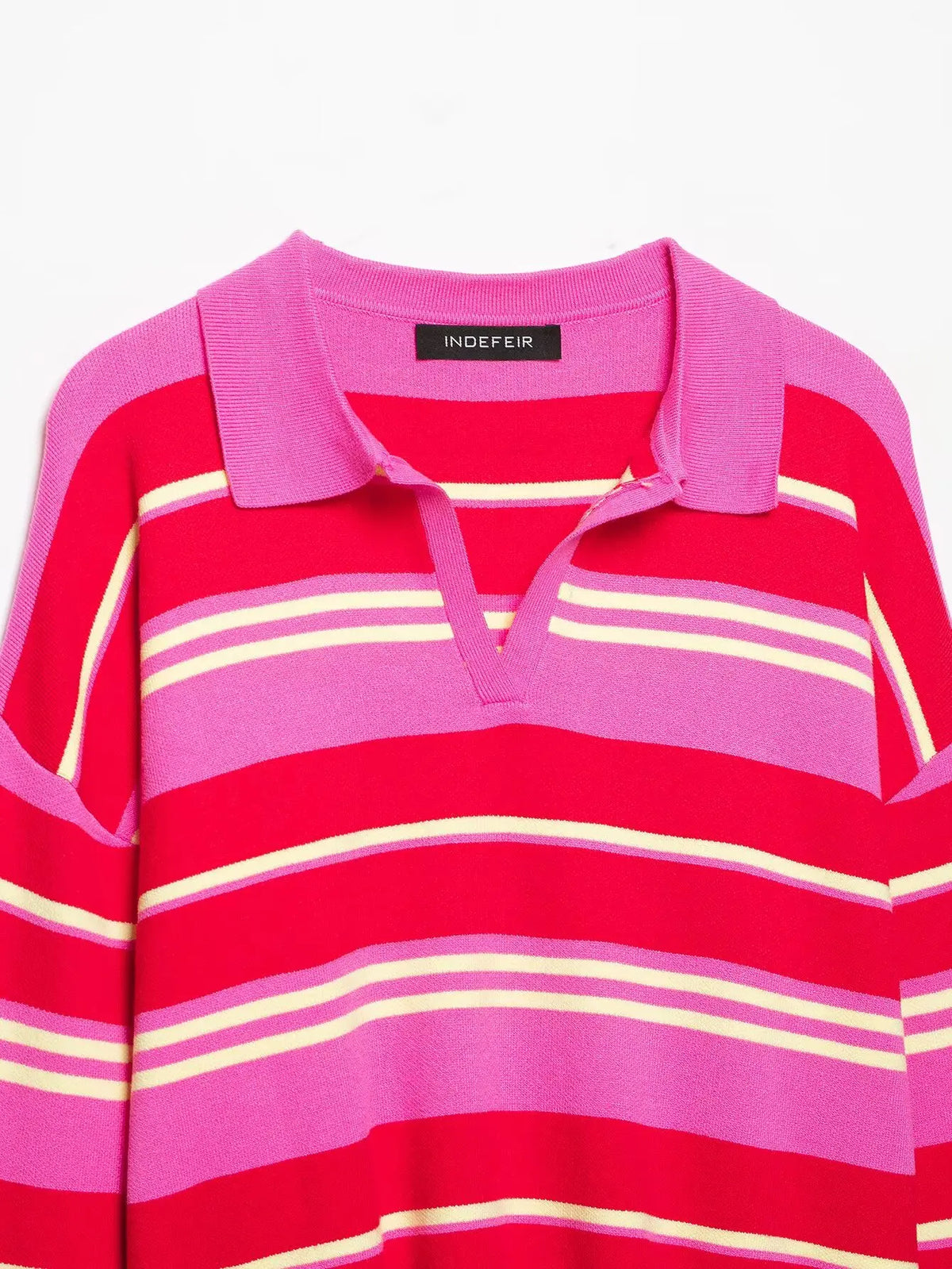 Joelene Striped Polo Collar Knit Sweater