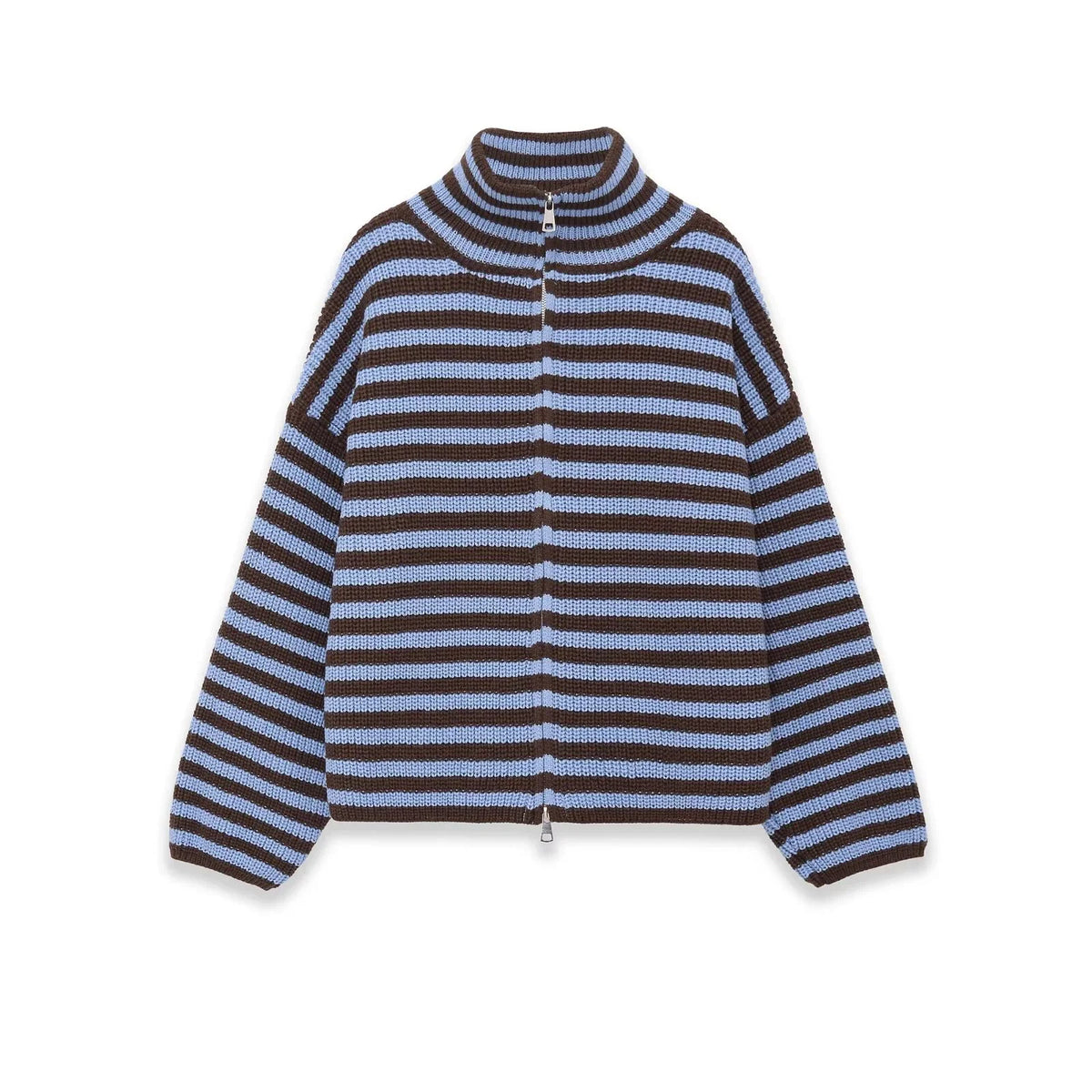 Maia Zip Up Striped Cardigan