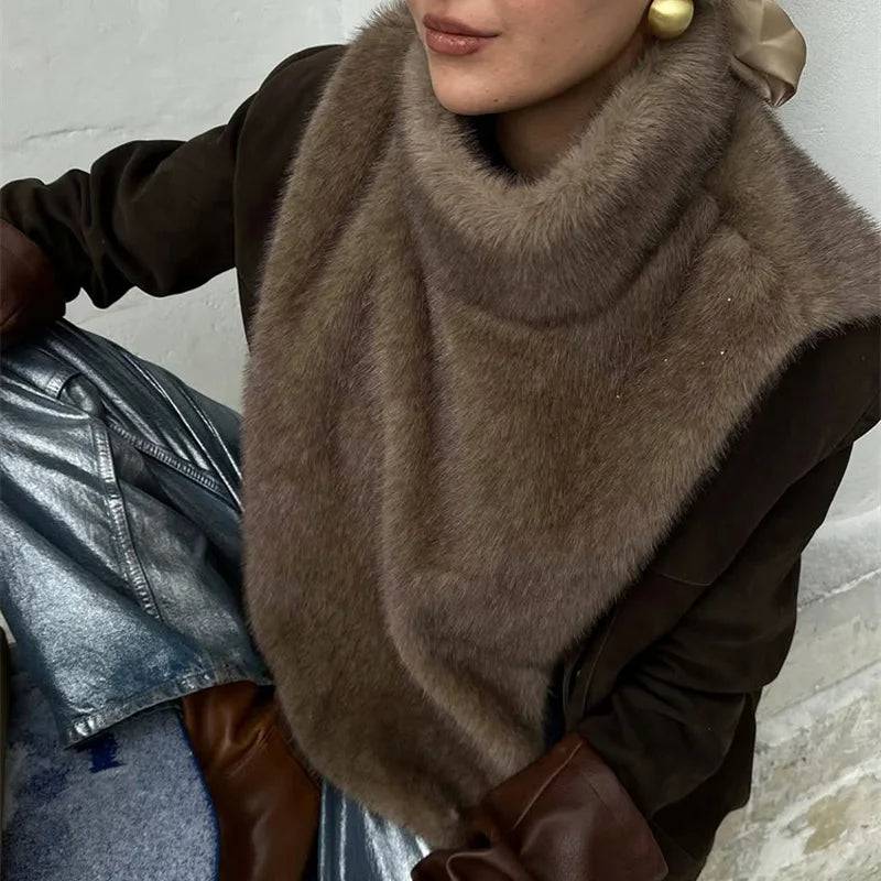 HARLI FAUX FUR TURTLENECK VEST