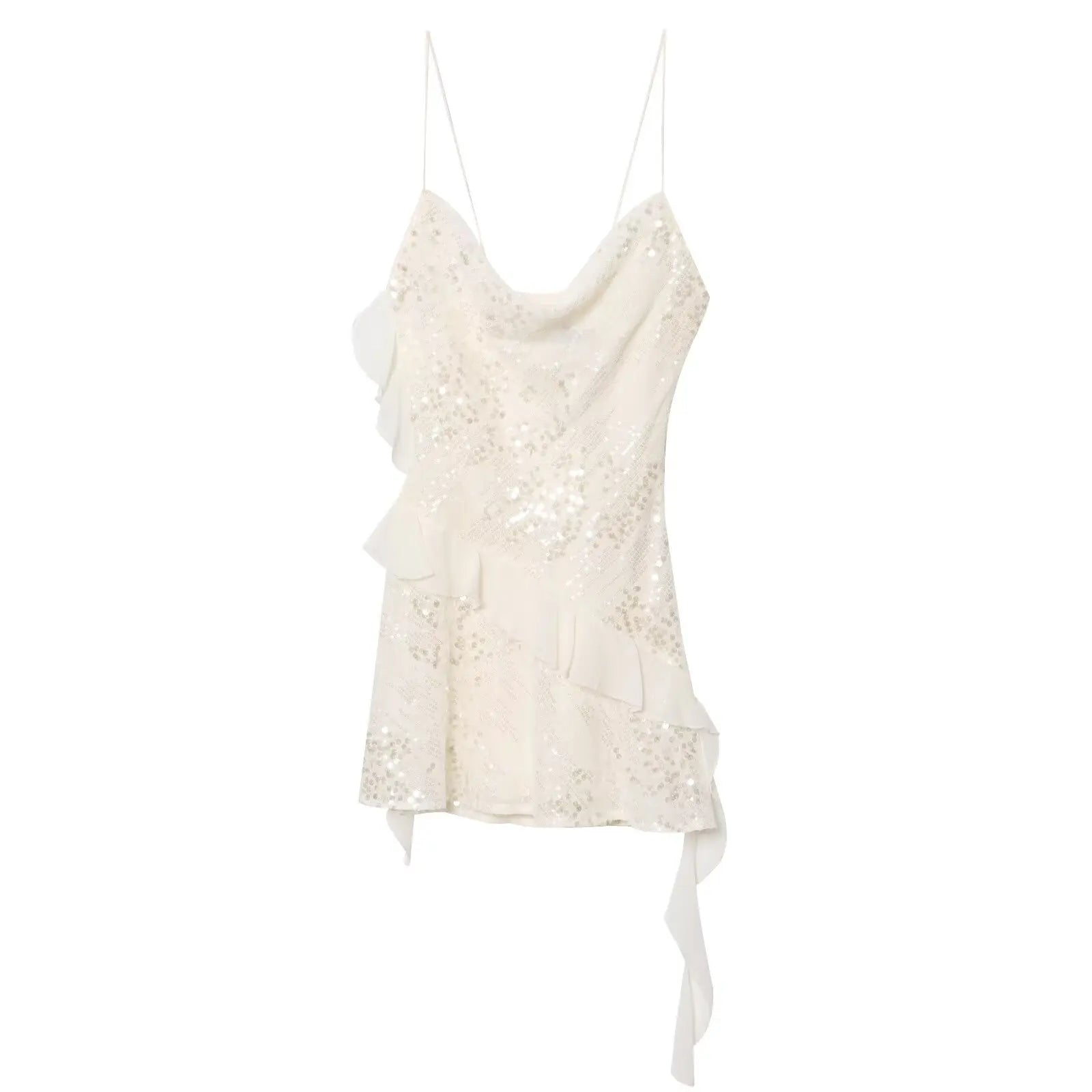 LELI SEQUIN RUFFLE MINI DRESS