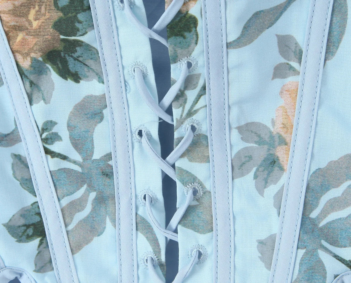 PENY FLORAL LACE UP TOP