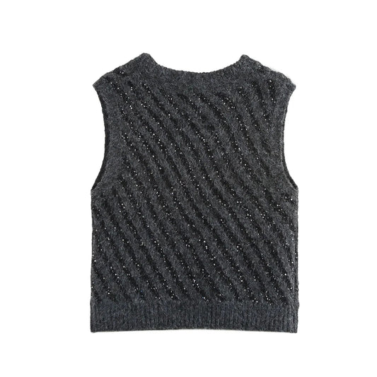 SEQUIN KNITTED SWEATER VEST