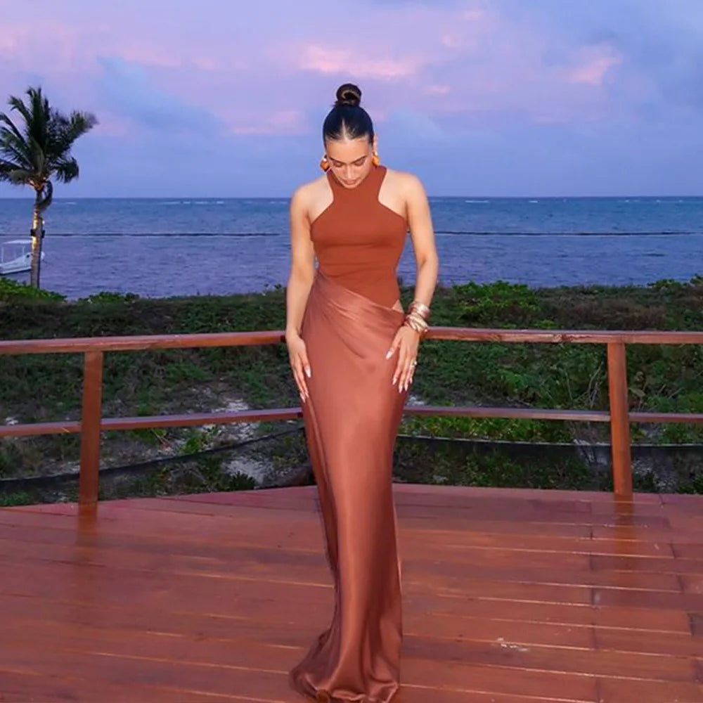 SOLENIE SATIN MAXI DRESS