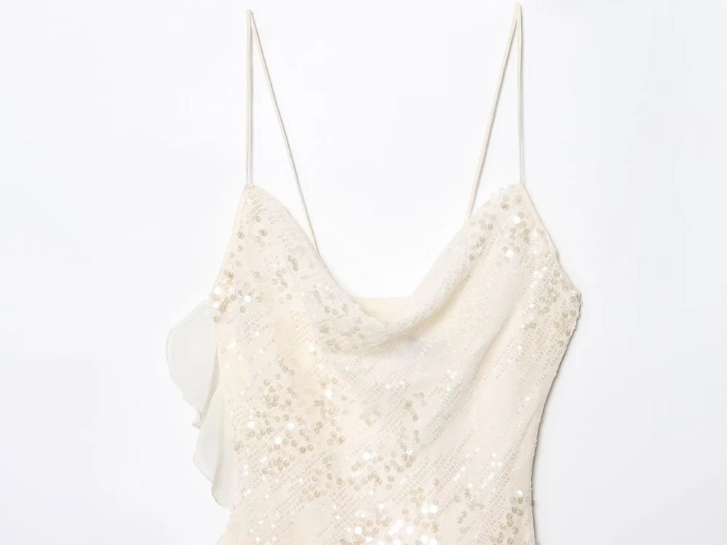 LELI SEQUIN RUFFLE MINI DRESS