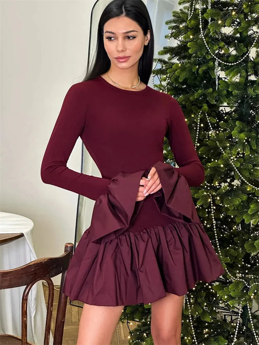 GOCI RUFFLED MINI DRESS