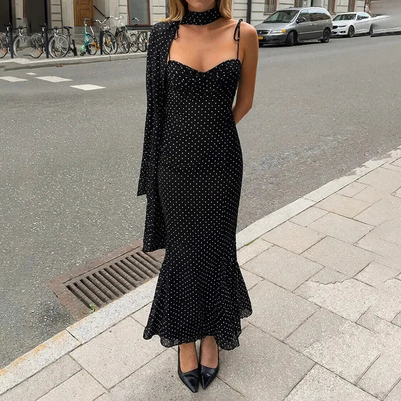 NADIA POLA DOT MIDI DRESS