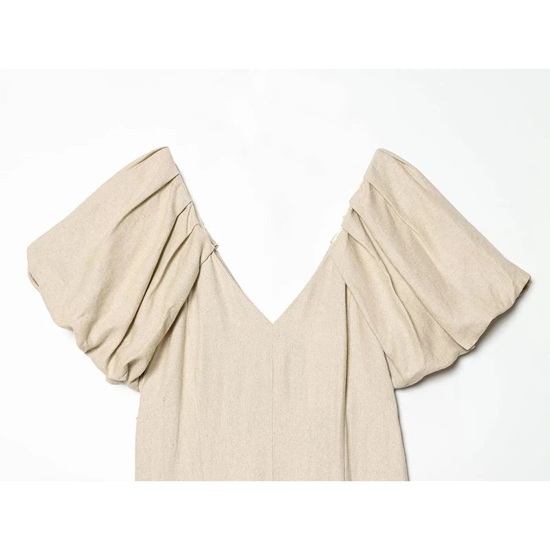 MIRELA PUFF SLEEVE MIDI DRESS