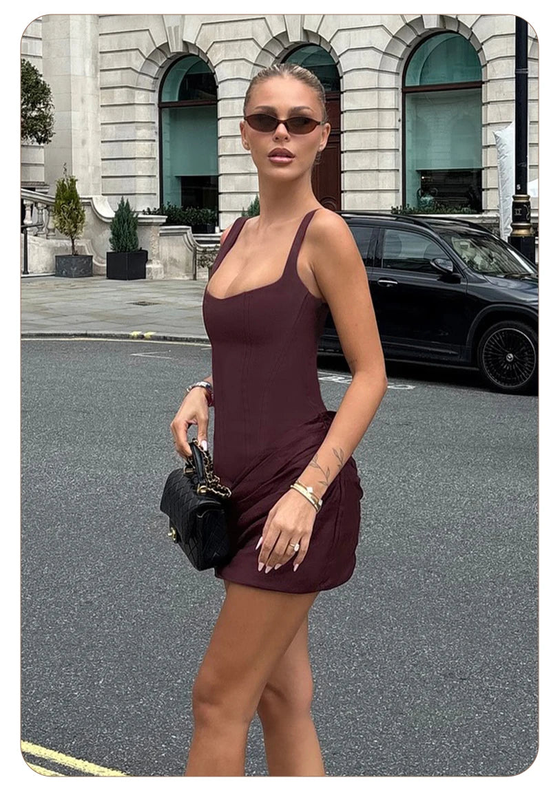 HADLEE CORSET RUCHED MINI DRESS