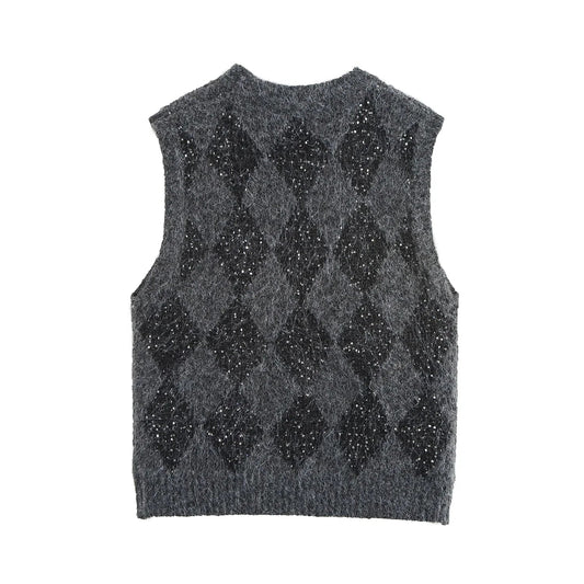 PLAID KNITTED SWEATER VEST