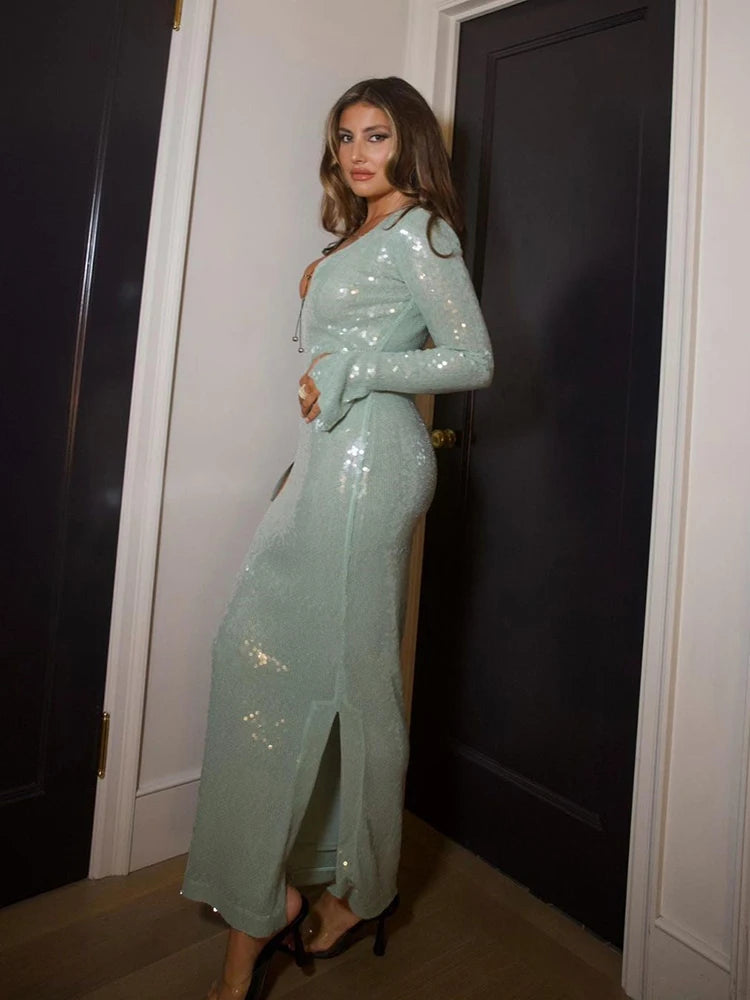 EMBER SEQUIN MIDI DRESS