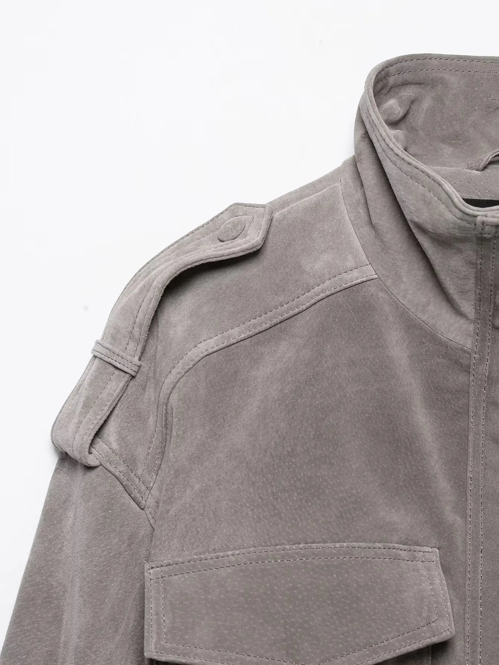 Hannah Cropped Suede Bomber Jacket