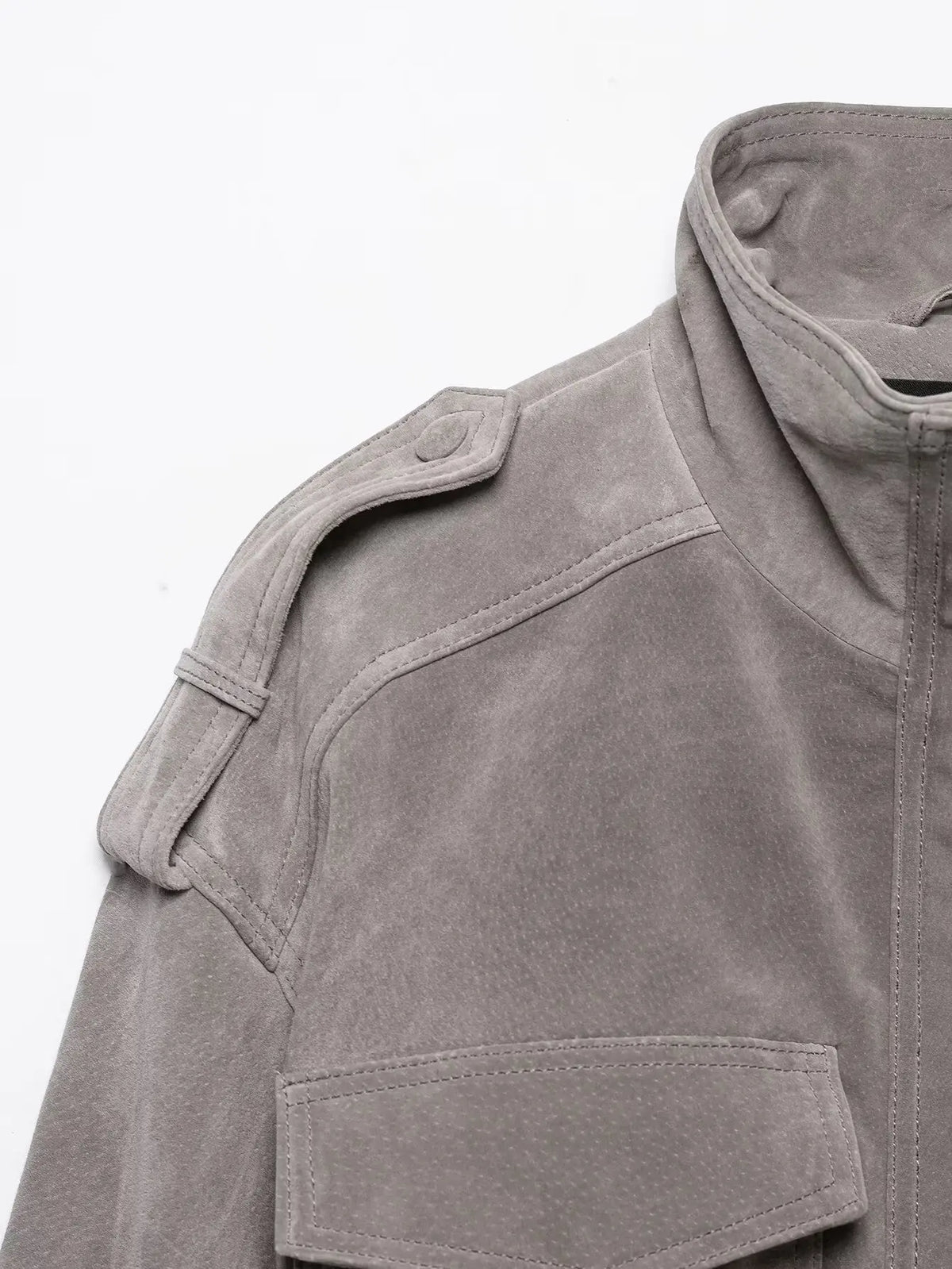 Hannah Cropped Suede Bomber Jacket