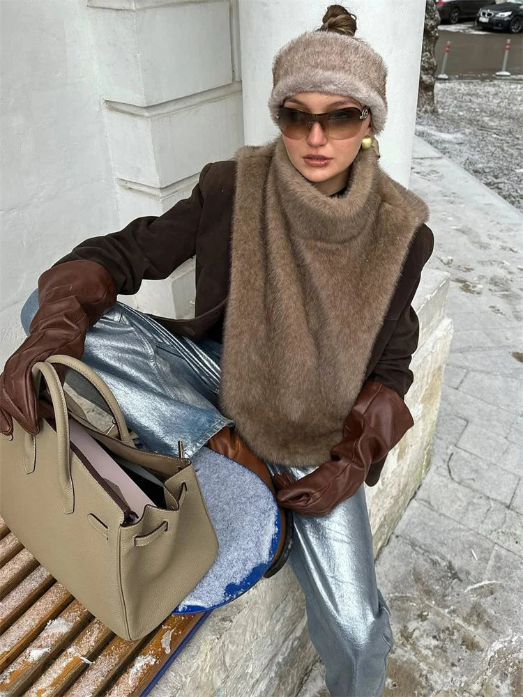 HARLI FAUX FUR TURTLENECK VEST