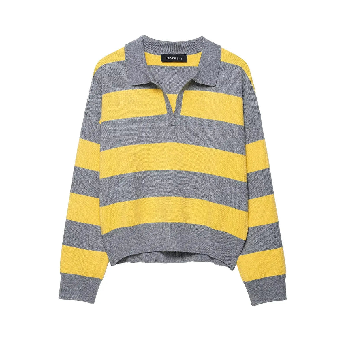 Joelene Striped Polo Collar Knit Sweater