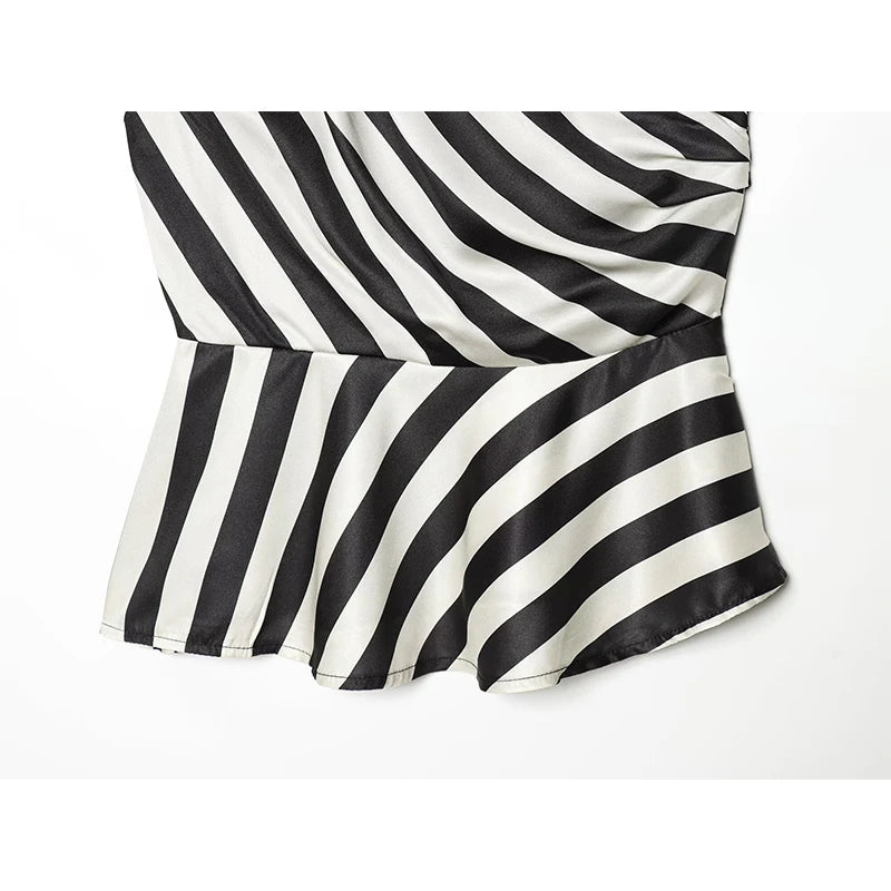 VENI STRIPED ONE SHOULDER BLOUSE