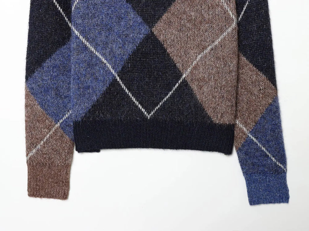 Alene Oversized Argyle Knit Sweater